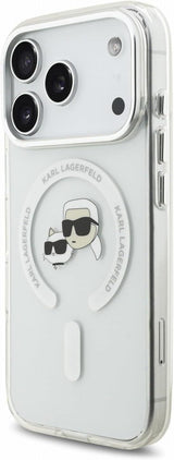 Karl Lagerfeld IML Karl & Choupette Head Metal Frame Case with MagSafe for iPhone 17/18 Pro 6.3" Clear - KLHMP18LHLSKCH