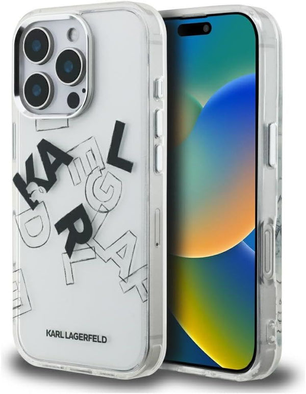Karl Lagerfeld IML Sketched Graphic Case for iPhone 16 Pro 6.3" Clear - KLHCP16LHMLGFCH