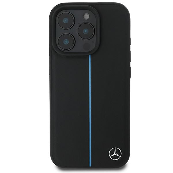 Mercedes MB Blue Line Leather Case with MagSafe for iPhone 16 Pro Max 6.9" Black - MEHMP16X23RURBK