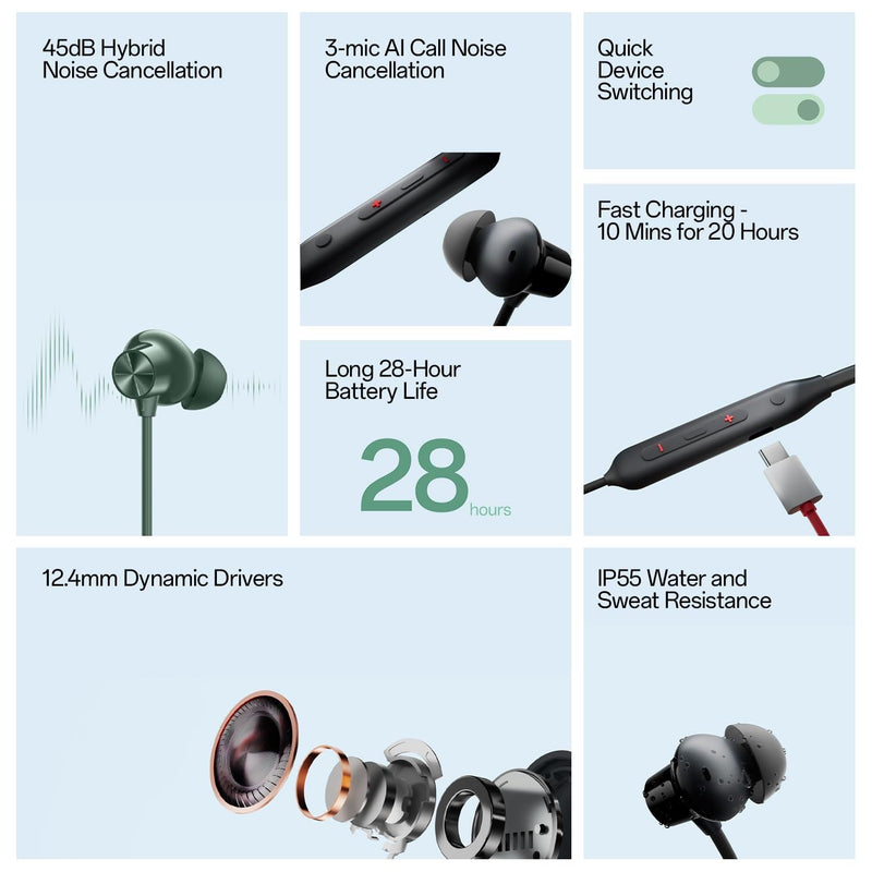 OnePlus Bullets Wireless Z2 ANC In Ear Neckband Booming Black - 5481144041