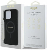 Guess Leather Saffiano Peony Classic Logo Hardcase with MagSafe for iphone 16 Pro Max 6.9" Black - GUHMP16XPSAHMCK