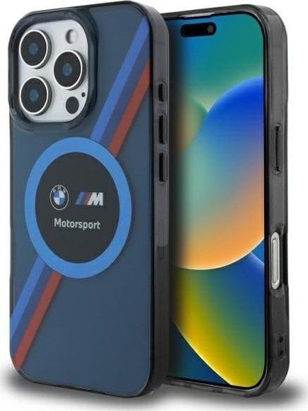 BMW Motosport IML Circle Case with MagSafe for iPhone 16 Pro 6.3" Blue - BMHMP16L23HTPUV