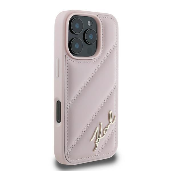 Karl Lagerfeld Quilted Signature Case for iPhone 16 Pro Max 6.9" Pink - KLHCP16XPQDSMGP