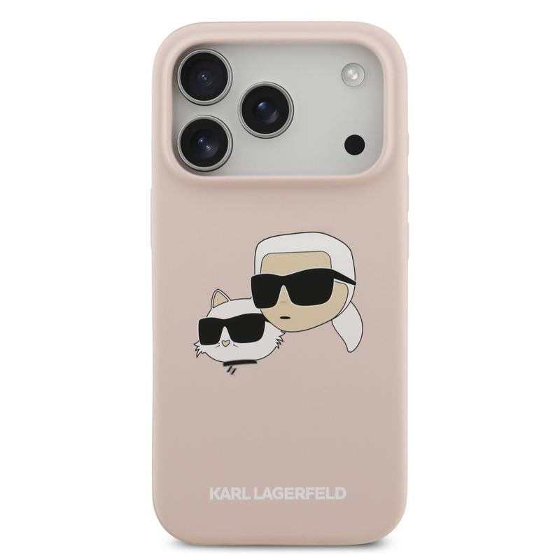 Karl Lagerfeld Liquid Silicone Karl and Choupette Head Case for iPhone 17 Pro 6.3" Pink - KLHMP17LSKCHPPLP
