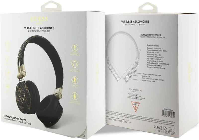 Guess 4G Triangle Round Shape ENC Bluetooth On Ear Headphones Black - GUBH70E4PTMK