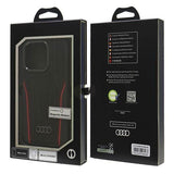 Audi Genuine Leather Hardcase with MagSafe for iPhone 16 Pro 6.3" Black/Red - AU-TPUPCMIP16P-R8/D3-RD