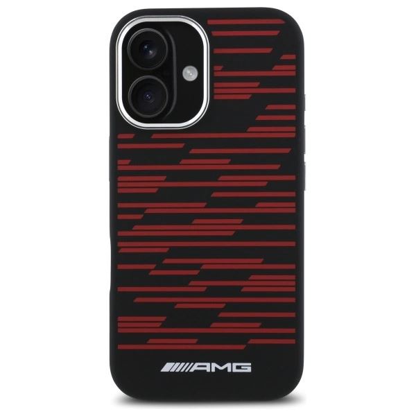 Mercedes Benz AMG Silicone Graphics Case with MagSafe for iPhone 16 6.1" Black & Red - AMHMP16S24SSRRK