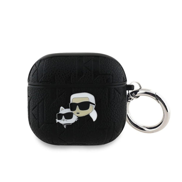 Karl Lagerfeld PU Embossed Karl and Choupette Heads Case for AirPods 4 Black - KLA4PGKCPK