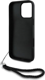 Karl Lagerfeld Quilted Initial Logo with Chain Strap Case for iPhone 16 Pro Max 6.9" Black - KLHCP16XPSQSKLSMSK