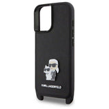 Karl Lagerfeld Saffiano Karl & Choupette Metal Pin Crossbody Strap Case for iPhone 16 6.1" Black - KLHCP16SSAKCPBK