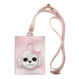 Nimmy Big Eye Cute Pet Bischon Fraise Dog  Face Card Sleeve Holder Pink - N-XDY-KT-02-A