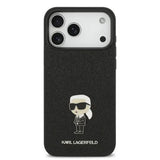 Karl Lagerfeld Fixed Glitter Karl Logo Metal Pin Hard Case for iPhone 17 Pro Max 6.9" Black - KLHCP17XGKNPSK