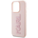 Karl Lagerfeld 3D Rubber Glitter Logo Case for iphone 15 Pro 6.1" Pink - KLHCP15L3DMBKCP