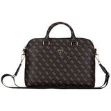 Guess 4G Triangle Logo Zipper Pocket 15" Laptop Bag Black/Brown - GUCB15PG4TGNK