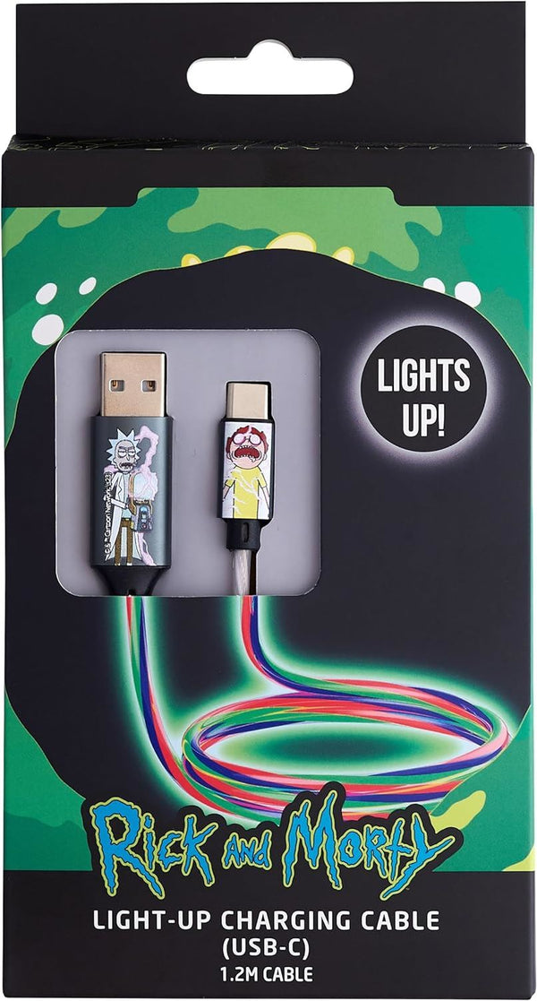 Rick & Morty 1.2m USB A to C Charging Cable with Flowing Light Shock - CBRM-ACLI-SHOCK