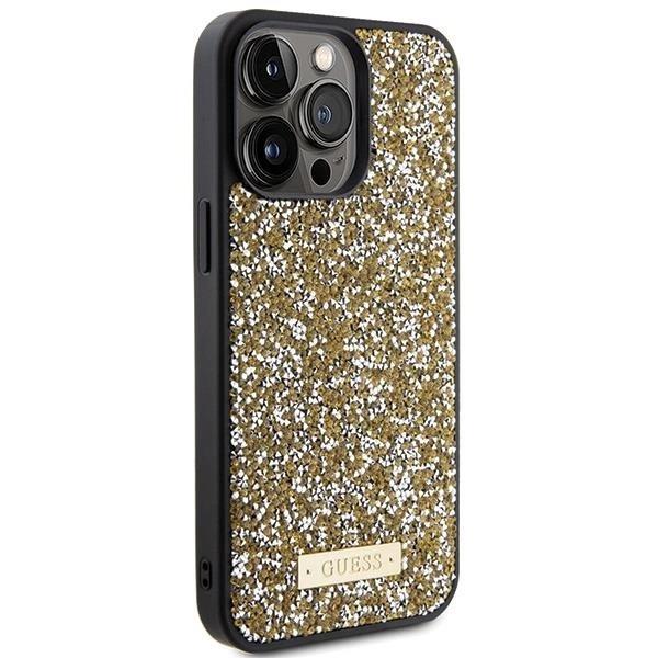 Guess Rhinestone Metal Logo Hard Case for iphone 15 Pro 6.1" Yellow - GUHCP15LPFGSBSD