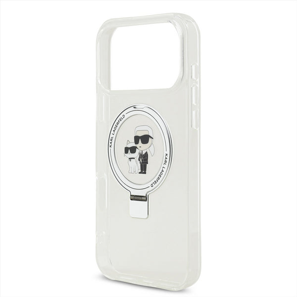 Karl Lagerfeld Ring Stand Karl and Choupette Case with MagSafe for iPhone 17 Pro Max 6.9" Clear - KLHMP17XHMRSKCH