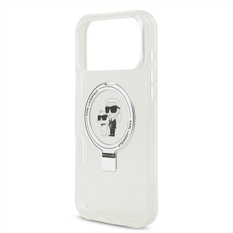 Karl Lagerfeld Ring Stand Karl and Choupette Case with MagSafe for iPhone 17 Pro Max 6.9" Clear - KLHMP17XHMRSKCH
