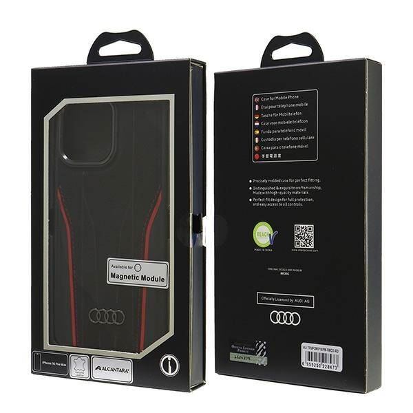 Audi Genuine Leather Hardcase with MagSafe for iPhone 16 Pro Max 6.9" Black/Red - AU-TPUPCMIP16PM-R8/D3-RD