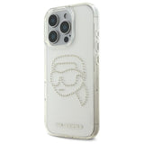 Karl Lagerfeld IML Rhinestones Karl Head Case for iPhone 16 Pro Max 6.9" Clear - KLHCP16XHKHDCELT