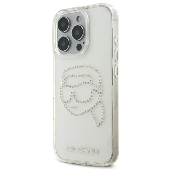 Karl Lagerfeld IML Rhinestones Karl Head Case for iPhone 16 Pro Max 6.9" Clear - KLHCP16XHKHDCELT