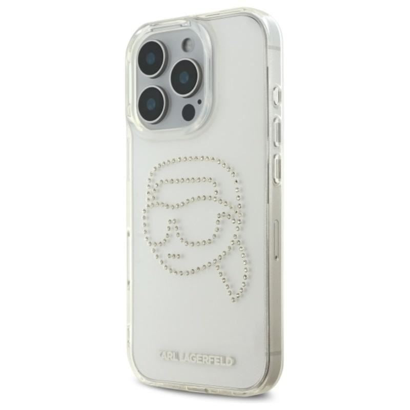 Karl Lagerfeld IML Rhinestones Karl Head Case for iPhone 16 Pro Max 6.9" Clear - KLHCP16XHKHDCELT