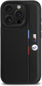 BMW M Perforated Tricolor Detail Line Case for iPhone 16 Pro Max 6.9" Black - BMHCP16X23PUPVK