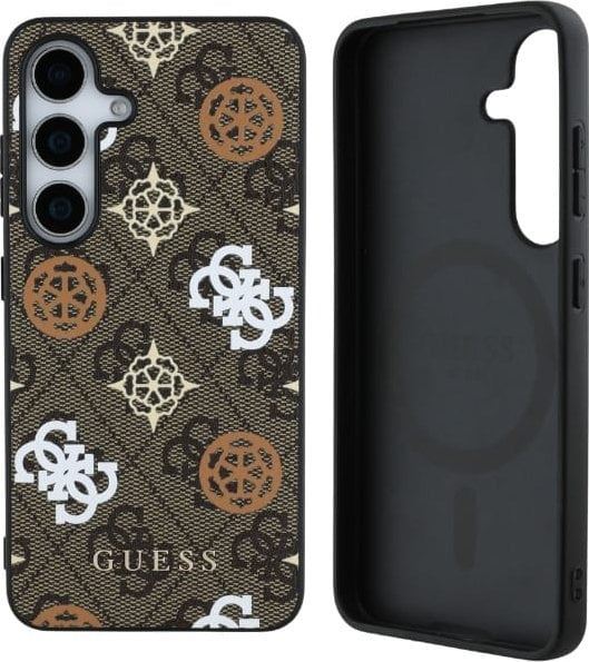 Guess 4G Printed Coloured Peony Pattern Case with MagSafe for Samsung Galaxy S25 6.2" Brown - GUHMS25SP4PWPW