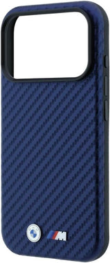 BMW M Carbon Metal Logo Case with MagSafe for iPhone 17/18 Pro 6.3" Navy Blue - BMHMP18L26SWPCILV
