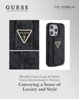 Guess Grip Stand 4G Triangle Strass Case for iPhone 15 Pro 6.1" Black - GUHCP15LPGS4TDK