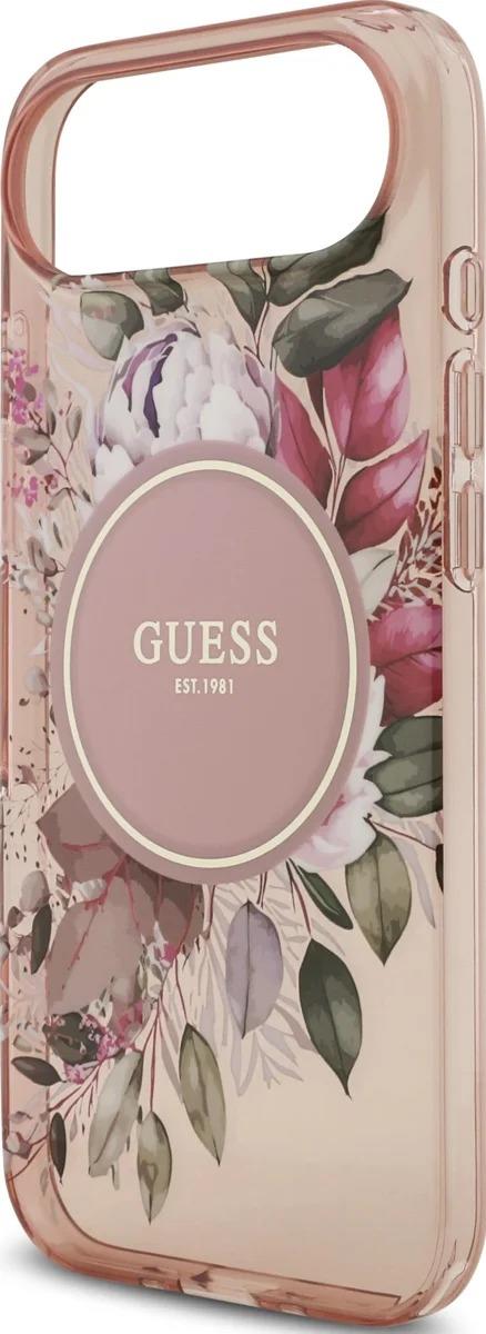 Guess IML Flowers Strap Case with MagSafe for iPhone 17 Air 6.5" Pink - GUHMP17MHFWBRCESP