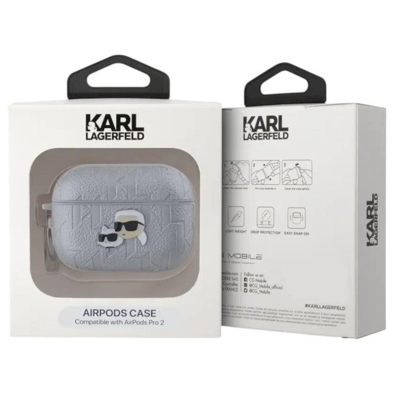 Karl Lagerfeld PU Embossed Karl and Choupette Head Case for AirPods Pro 2 Silver -  KLAP2PGKCPS