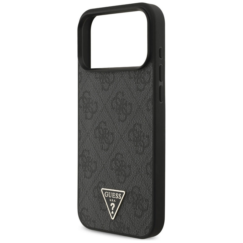 Guess 4G Triangle Logo With Pearl Strap MagSafe Case for iPhone 17 Pro Max 6.9" Black - GUHMP17XP4TSDPPSK
