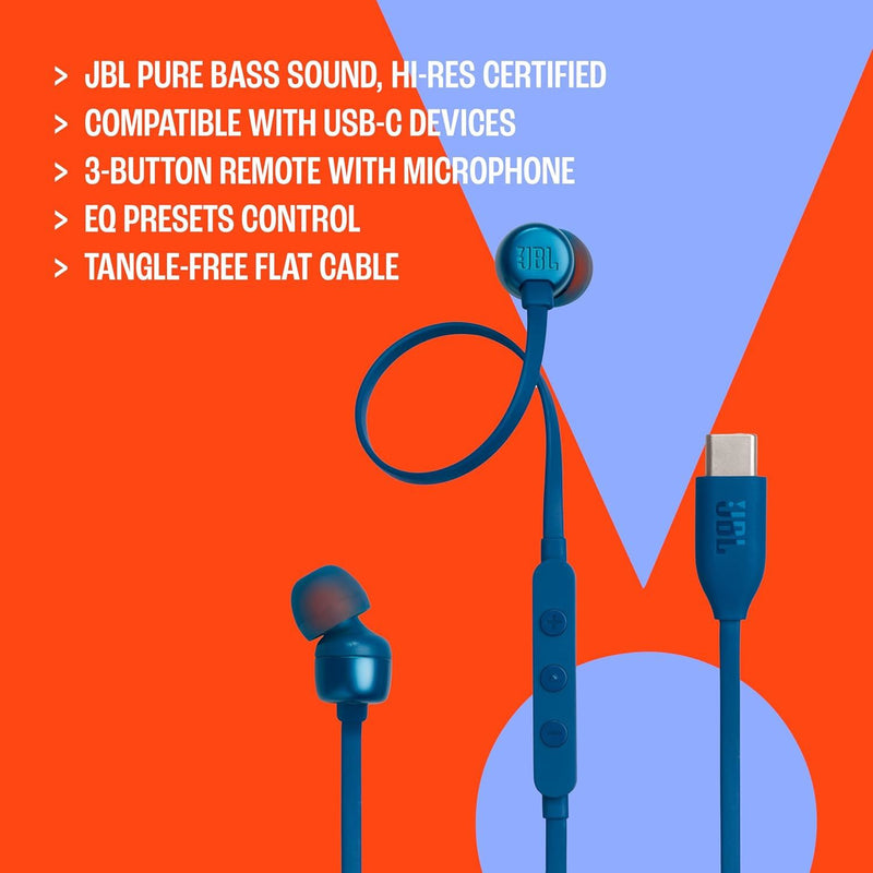 JBL Harman Tune 310C In Ear USB C Headphones Black - JBLT310CBLK