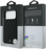 Mercedes Benz Crossed Lines Leather Case with MagSafe for iPhone 17 Pro 6.3" Black - MEHMP17L25PSECLK