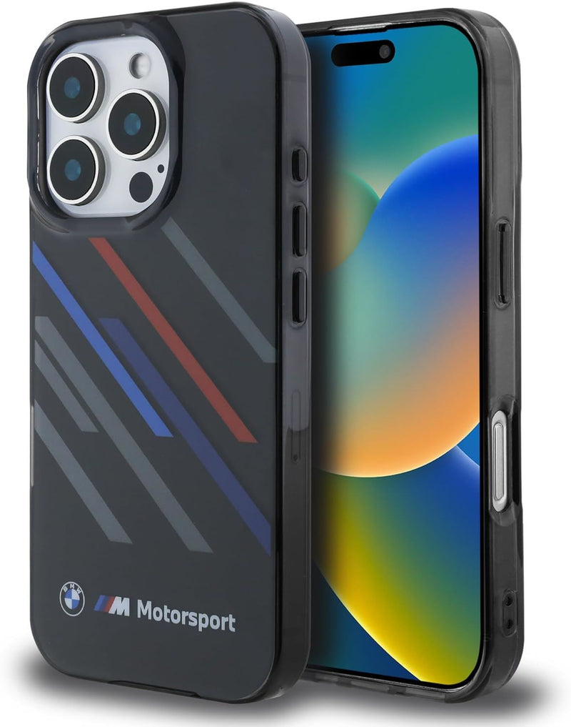 BMW Motosport IML Random Stripes Case for iPhone 16 Pro Max 6.9" Black - BMHCP16X23HTRAK