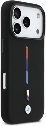 BMW M Series Silicone Tricolor Line Case with MagSafe for iPhone 17 Pro 6.3" Black - BMHMP17L25SITMIK
