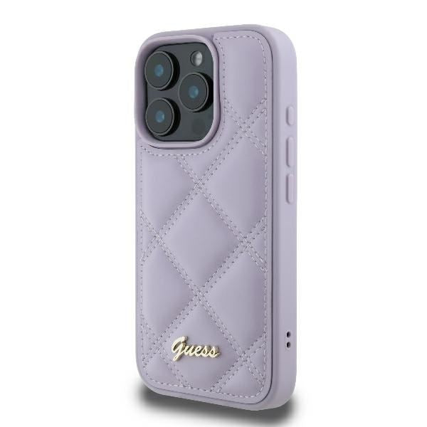 Guess Quilted Metal Logo Case for iPhone 16 Pro 6.3" Light Purple - GUHCP16LPSQSQSU