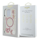 Guess Resin Flower Glitter Hardcase with MagSafe for iPhone 16 Pro 6.3" Pink - GUHMP16LRBFGFGMP