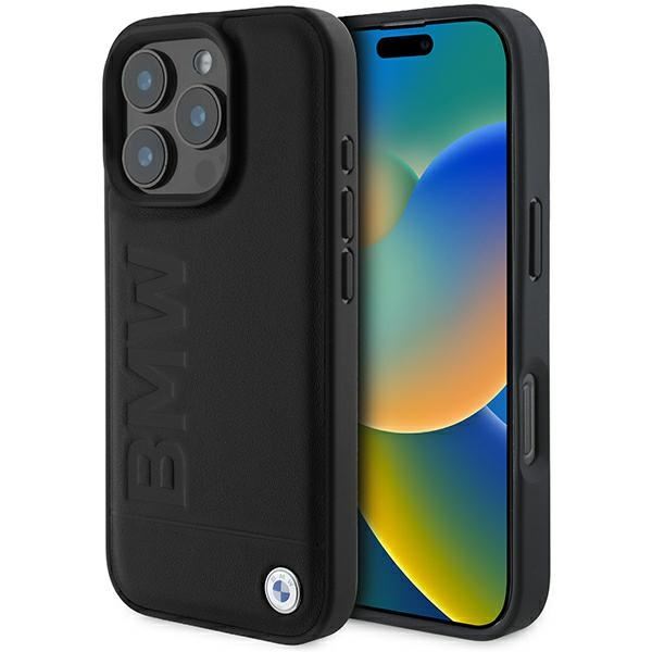 BMW Leather Hot Stamp Case for iPhone 16 Pro Max 6.9" Black - BMHCP16XSLLBK