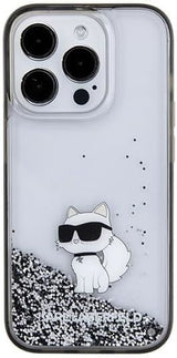 Karl Lagerfeld Liquid Glitter Choupette Hardcase for iphone 15 Pro 6.1" Transparent - KLHCP15LLKCNSK