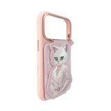 Nimmy White Cat Magnetic Combo Case with Detachable MagSafe Card Holder Stand for iPhone 17 Pro 6.3" Pink - N-CXMC-KTZH-IP17-PRO-04