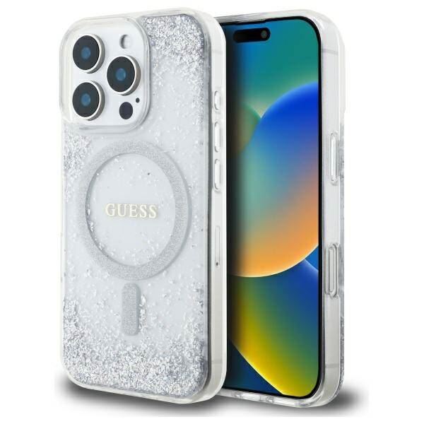 Guess Resin Gradient Glitter Hardcase with MagSafe for iPhone 16 Pro 6.3" Silver - GUHMP16LRGRGES