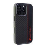 Audi Carbon Fiber Sports Red Stripe Hardcase for iPhone 16 Pro 6.3" Black/Red - AUS-TPUPCIP16P-R8/D1-BK