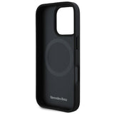 Mercedes Textured And Plain Leather Case with MagSafe for iPhone 16 Pro 6.3" Black - MEHMP16L23RBARK
