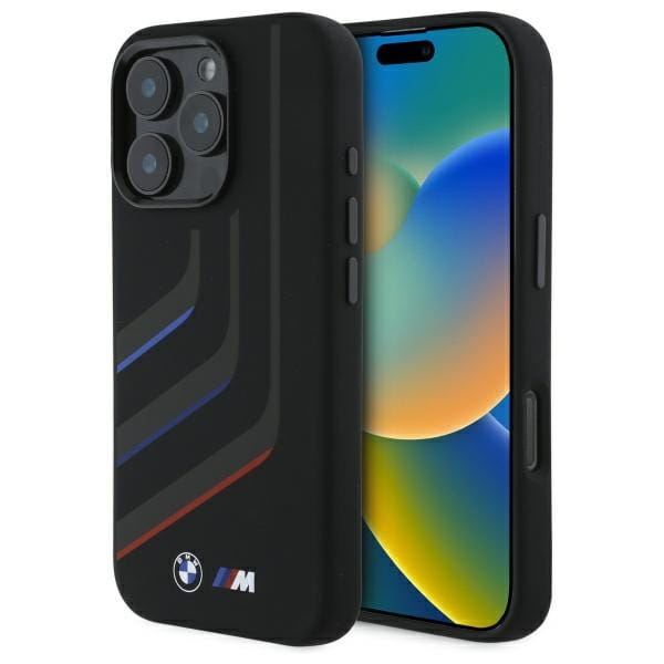 BMW M Series Silicone Turning Lines Case with MagSafe for iPhone 16 Pro 6.3" Black - BMHMP16L23SLIK
