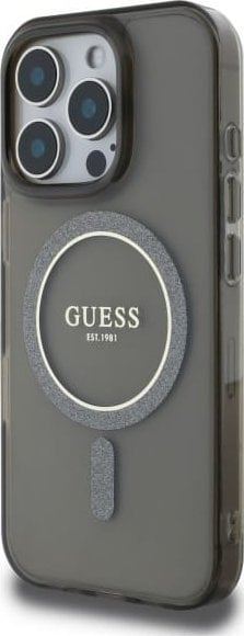 Guess IML Glitter Circle Case with MagSafe for iPhone 16 Pro 6.3" Black - GUHMP16LHFGEREK