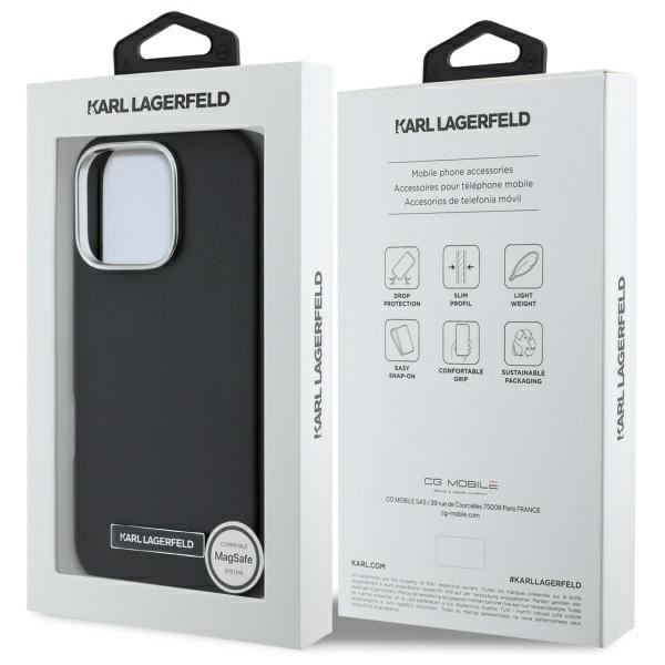 Karl Lagerfeld FW Metal Plate Case with MagSafe for iPhone 16 Pro Max 6.9" Black - KLHMP16XPGMSRPK