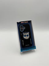Nimmy Glass Cool Cat Face Case with Detachable MagSafe Grip Stand for iPhone 17 6.3" Black Blue - N-YJKM-CXZJ-IP17-03