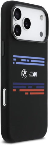 BMW M Series Silicone Horizontal Line Case with MagSafe for iPhone 17 Pro Max 6.9" Black - BMHMP17X25SHOTSK